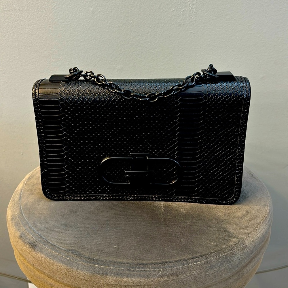 Black Aldo snake skin crossbody purse
